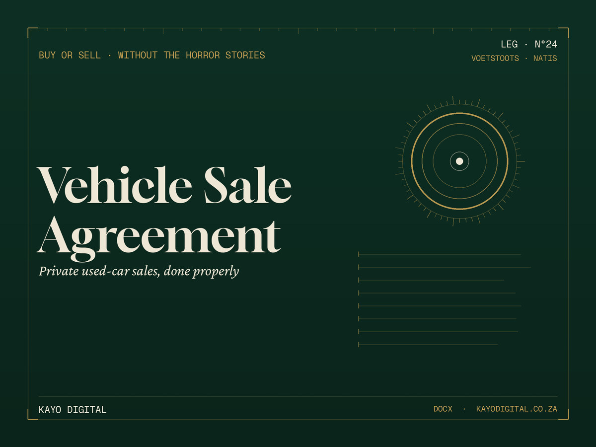 Private Vehicle Sale Agreement (SA)