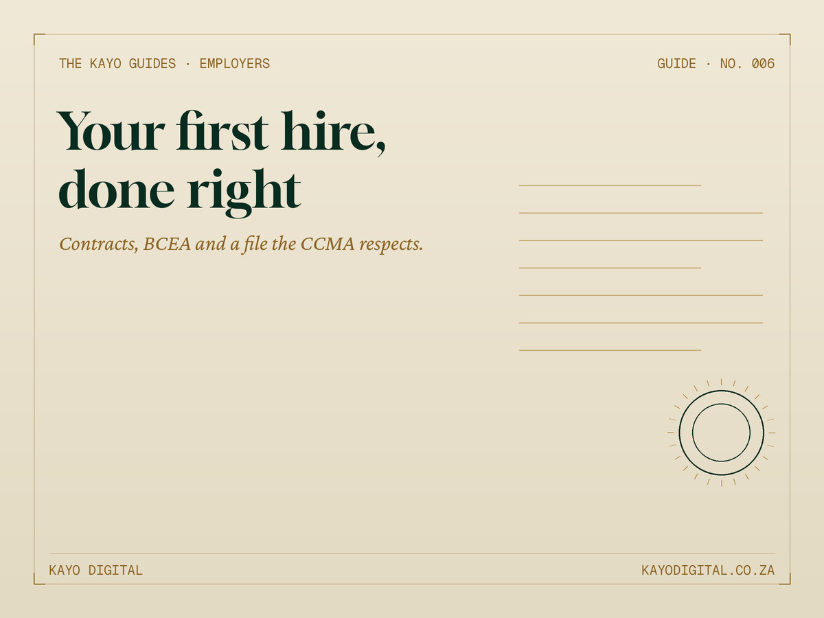 Hiring Your First Employee in South Africa: Contracts, BCEA and the CCMA